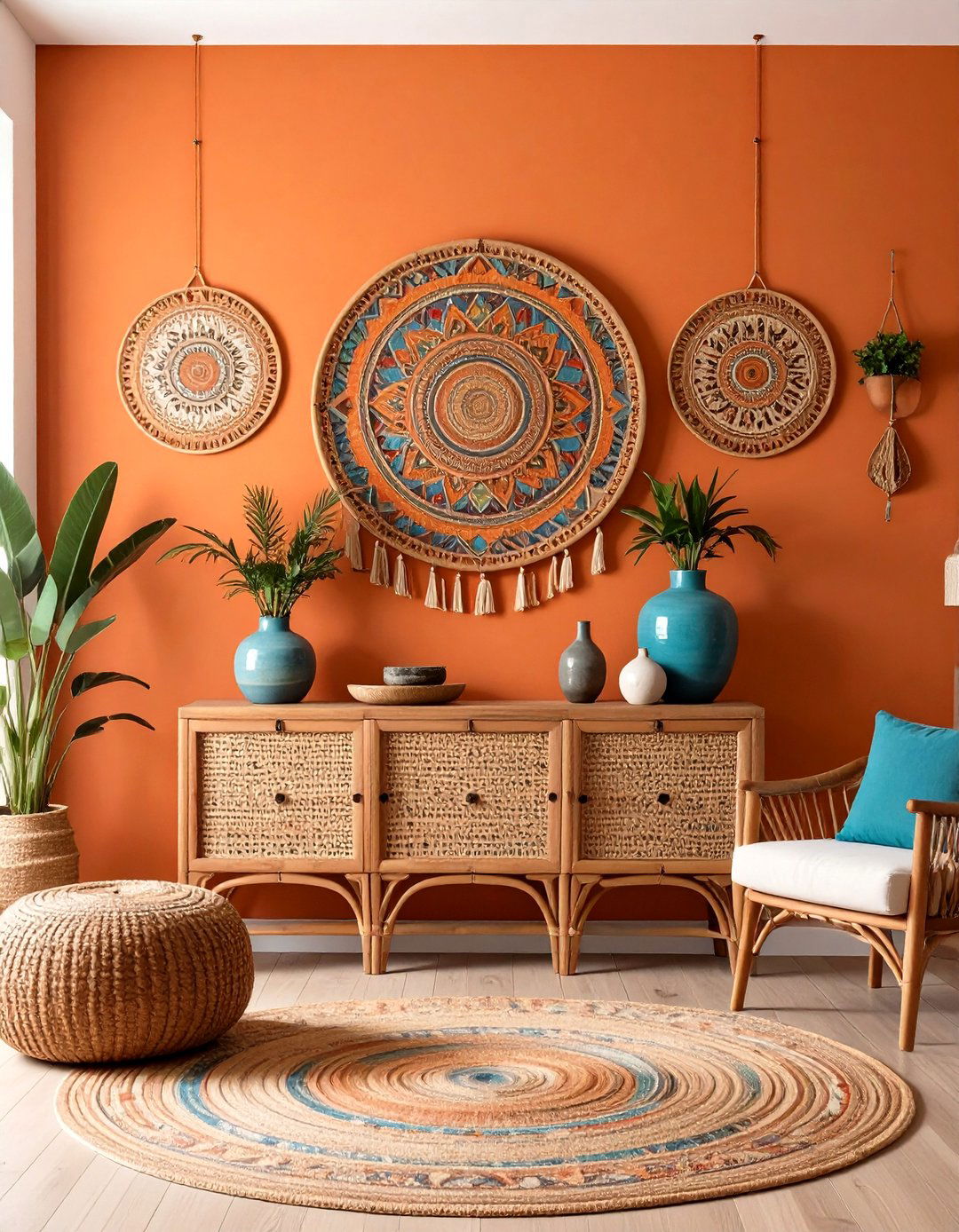 A Bold Accent Wall Energizes the Boho Living Room - 20 Boho Living Room Ideas