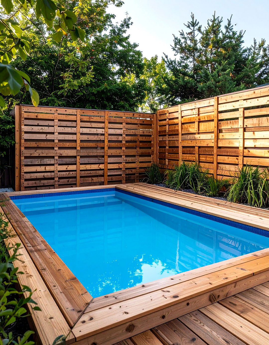 A Budget Friendly Privacy Wall and Deck - 20 Semi Inground Pool Ideas