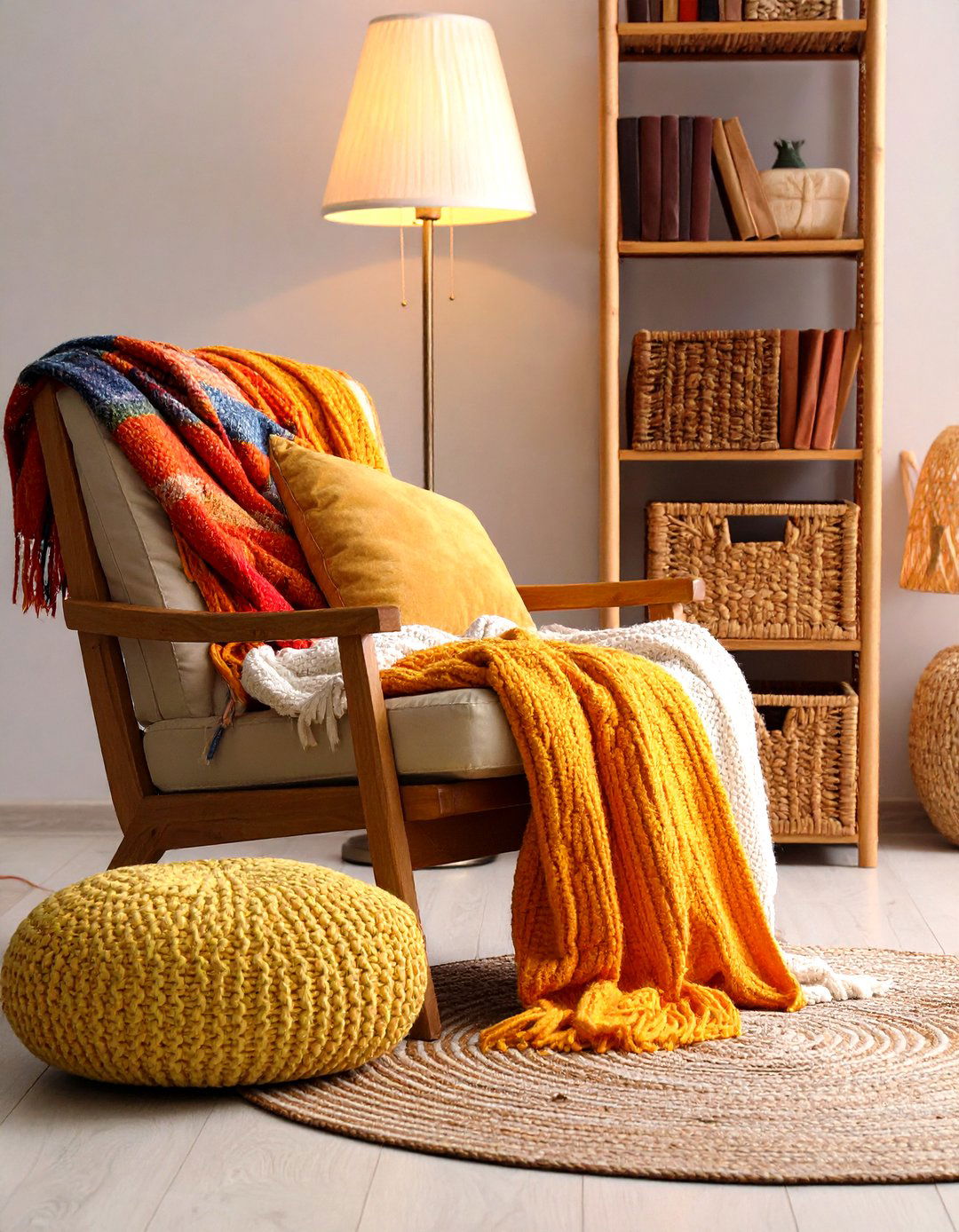 A Cozy Reading Nook Invites Quiet in the Boho Living Room - 20 Boho Living Room Ideas