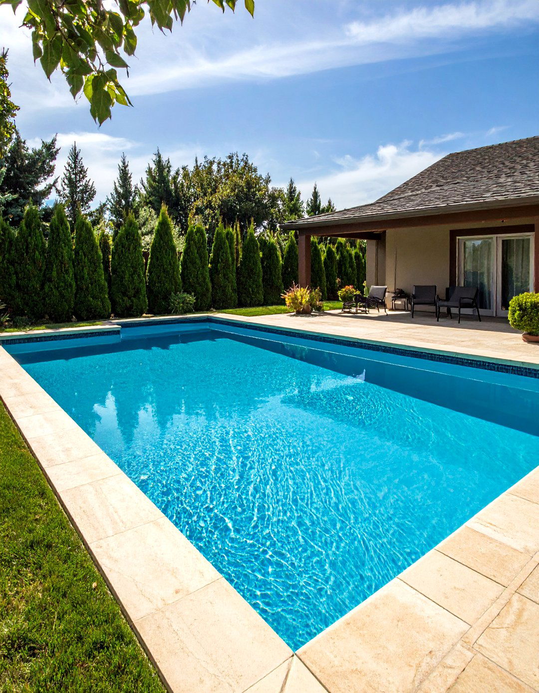 A Private Pool With a Stone Deck - 20 Semi Inground Pool Ideas