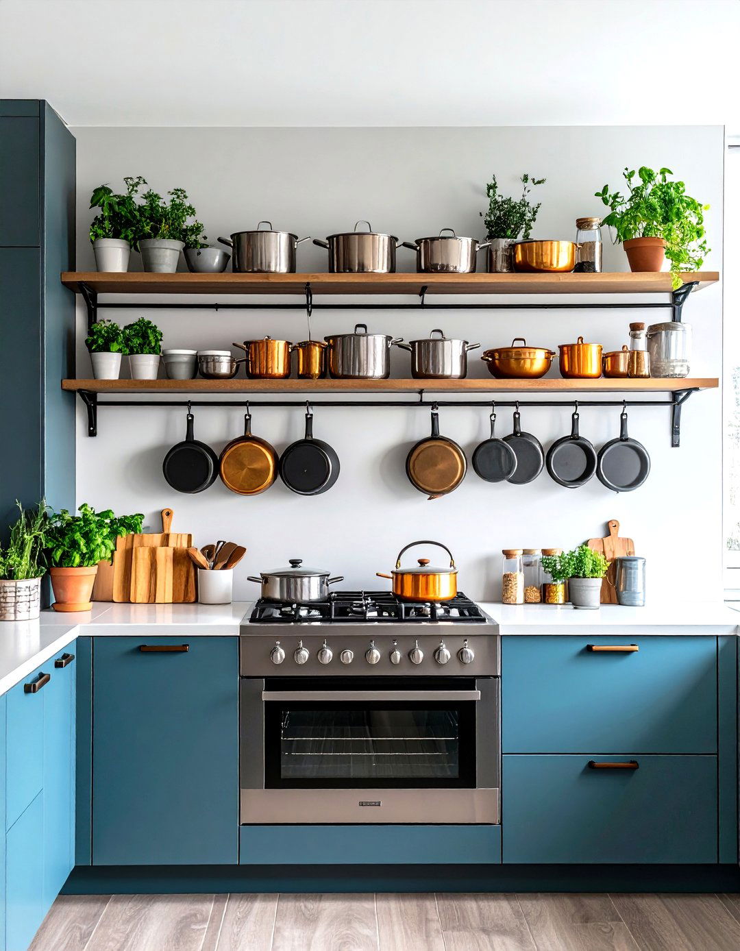 Above Range Shelf Pots and Pans Storage - 20 Pots and Pans Storage Ideas
