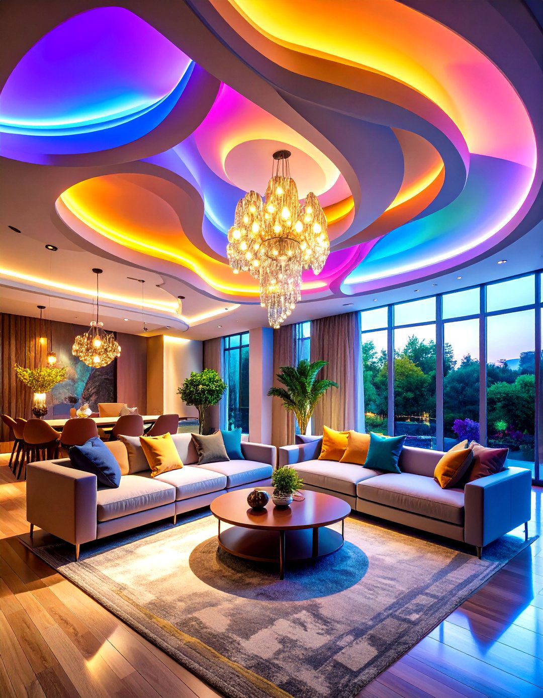 Abstract Pop Ceiling Design with Flowing Forms - 20 Pop Ceiling Design Ideas