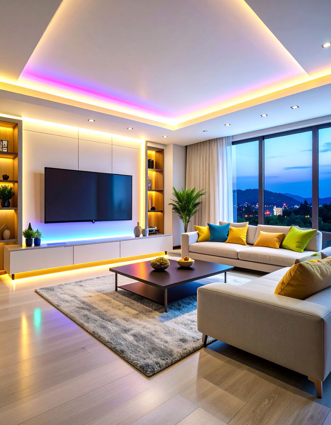 Accent Lighting Backdrop - 20 Tv Room Ideas