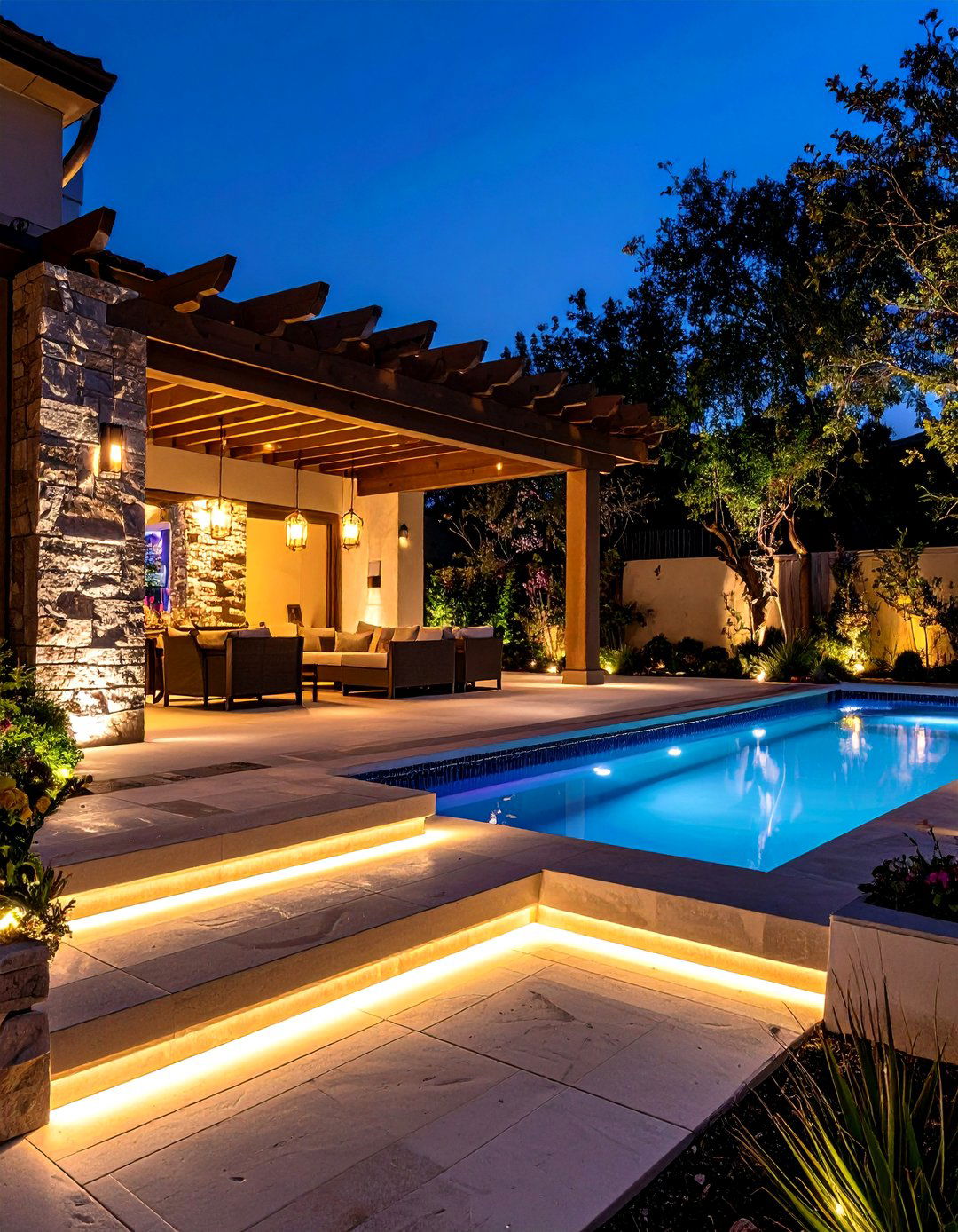 Accent Lighting Design - 20 Sunken Patio Ideas