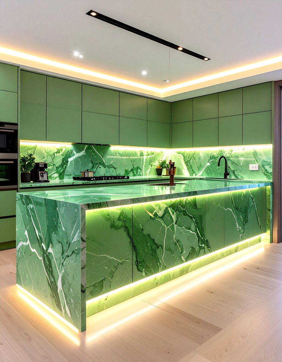 20 Luxurious Green Marble Countertop Design Inspirations