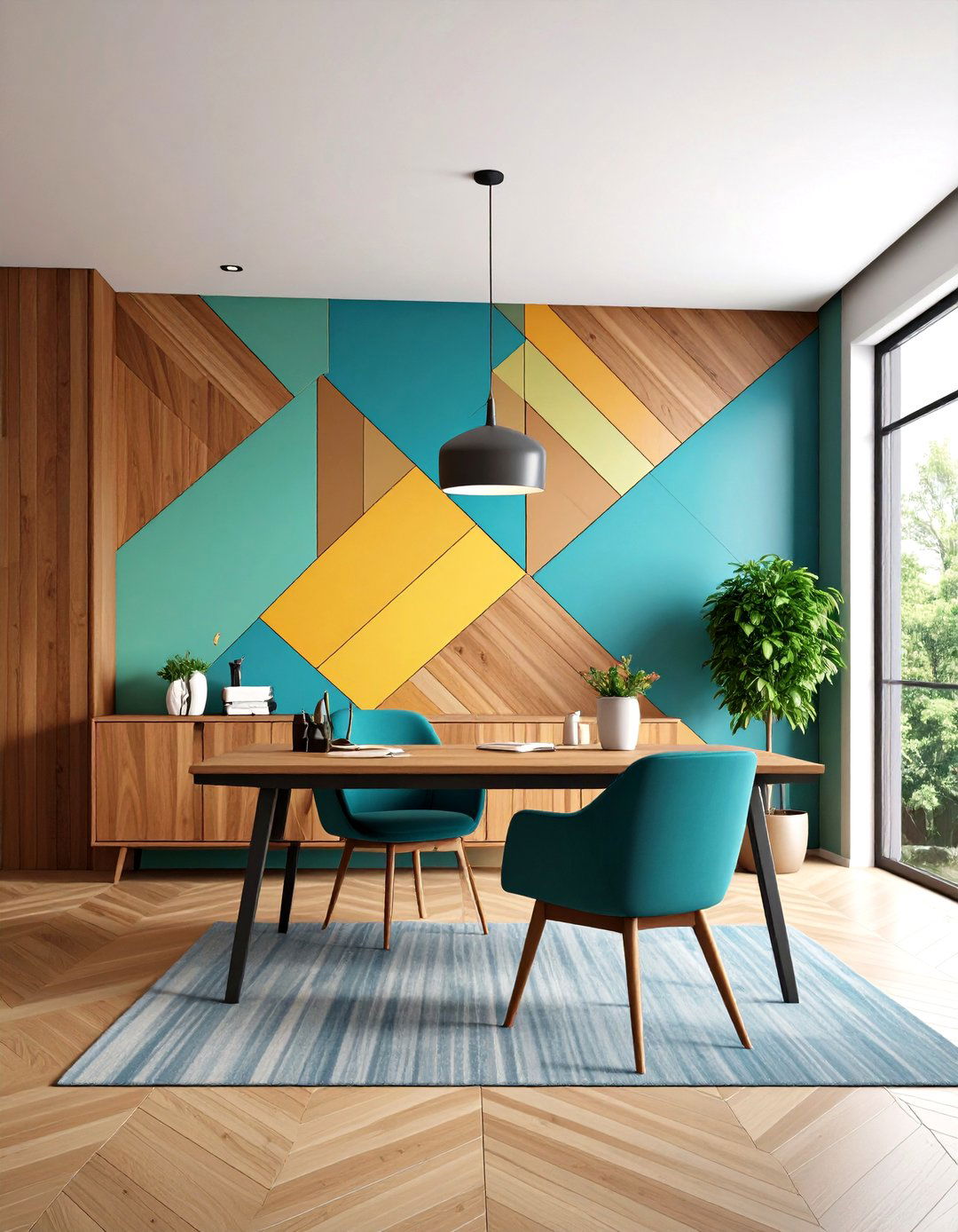 Accent Wall with Laminate Panels - 20 Study Room Ideas