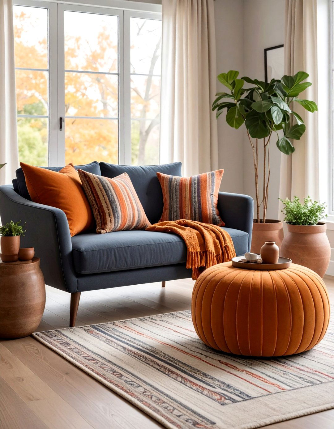 Accent with Burnt Terracotta and Mahogany - 20 Black and Brown Living Room Ideas