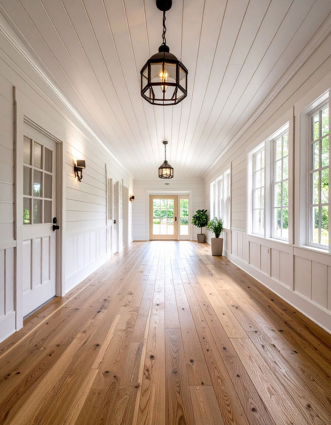 Accentuate a Hallway with Wood Plank Shiplap - 20 Shiplap Ceiling Ideas