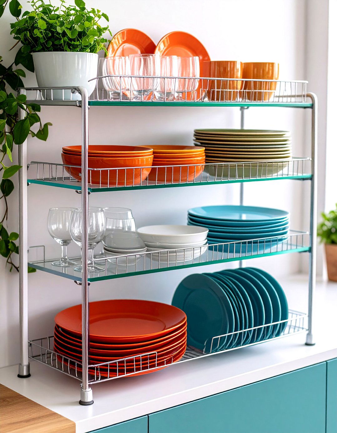 Acrylic Cabinet Shelf Risers - 20 Small Kitchen Storage Ideas