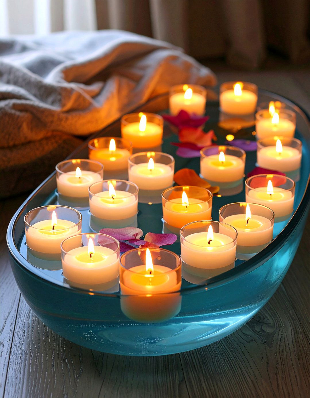 Acrylic Waterfall Runner of Floating Candles - 20 Floating Wedding Centerpiece Ideas