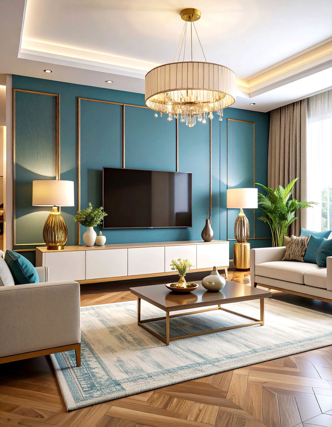 Add Ambient Lighting with Table Lamps - 20 Tv Console Decor Ideas