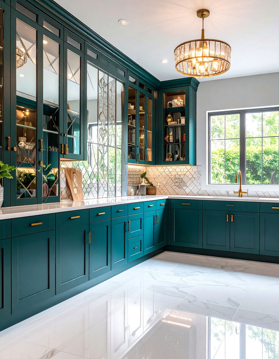 Add Antique Mirror Tiles for Visual Interest - 20 Walk in Pantry Ideas