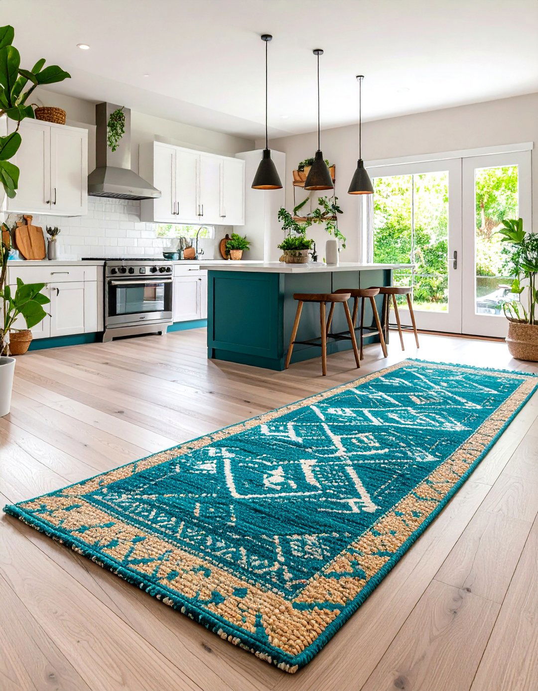 Add Brass or Gold Hardware for Contrast - 20 Teal and White Kitchen Ideas