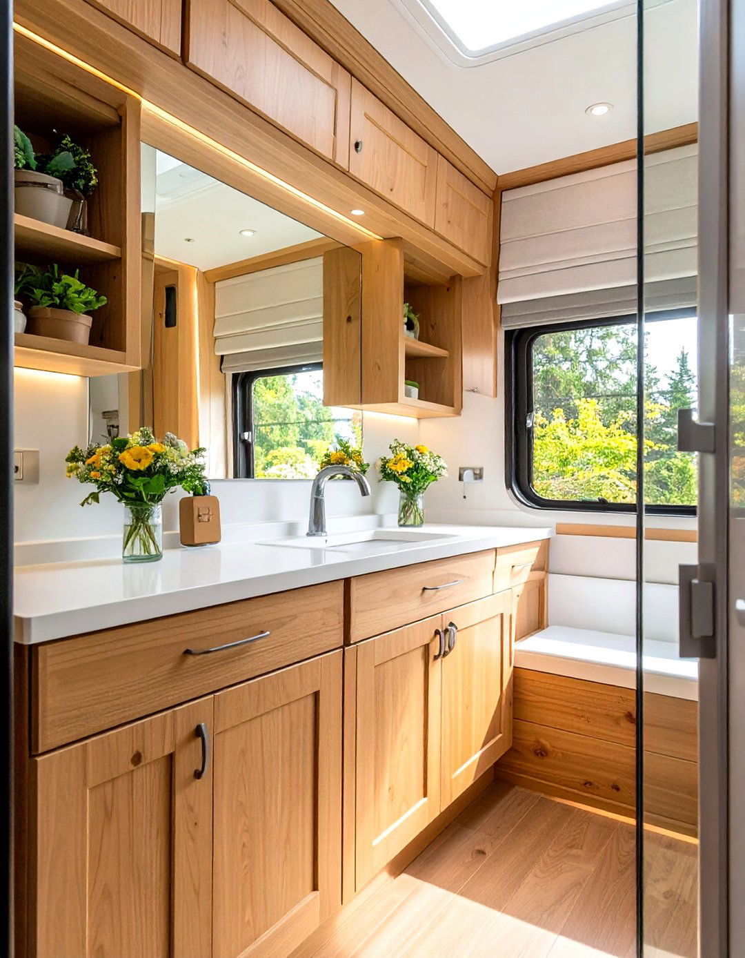 Add Built In Shower Niches or Corner Shelves - 20 Small Rv Bathroom Ideas