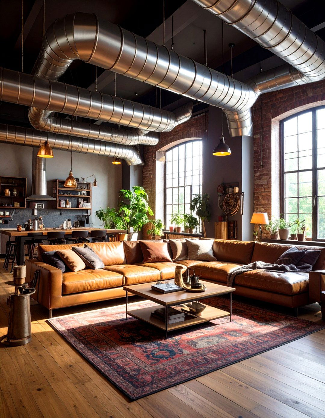 Add Exposed Ductwork Elements - 20 Steampunk Living Room Ideas