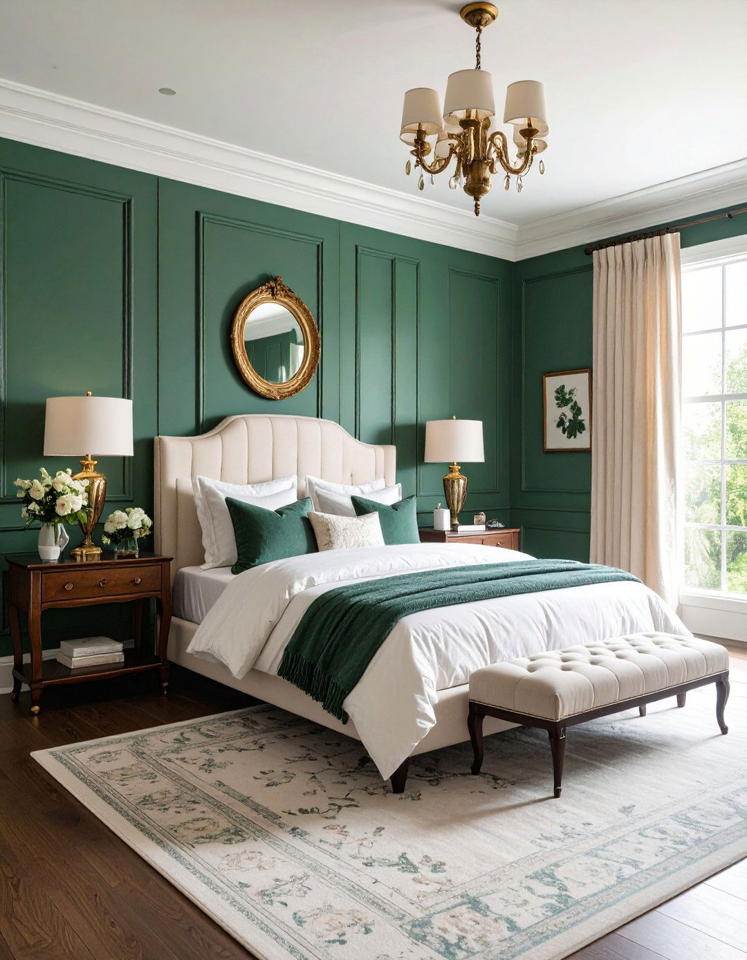 Add Forest Green Bedroom Wainscoting for Classic Depth - 20 Forest Green Bedroom Ideas