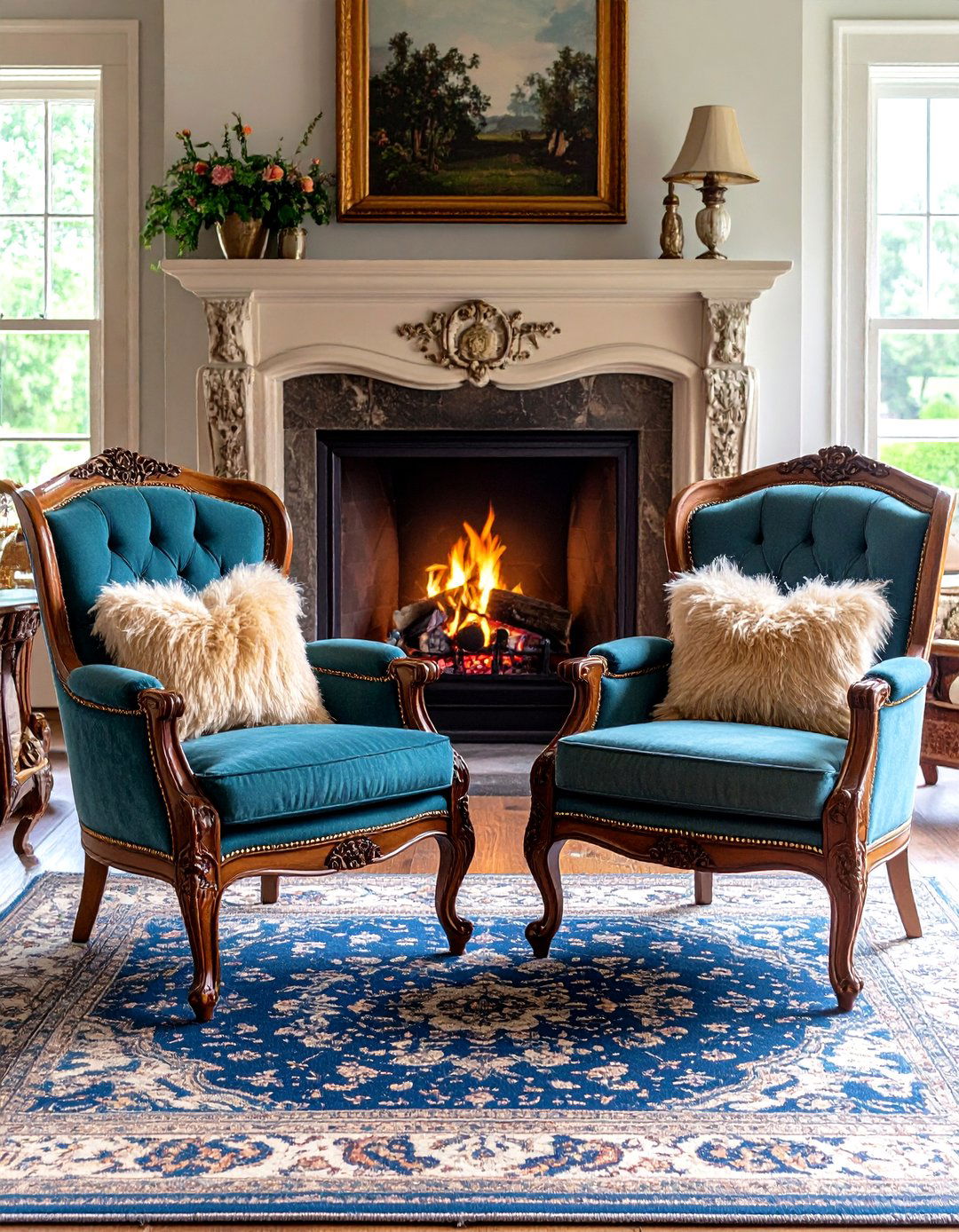 Add Grace with Upholstered Bergere Chairs - 20 French Country Living Room Ideas