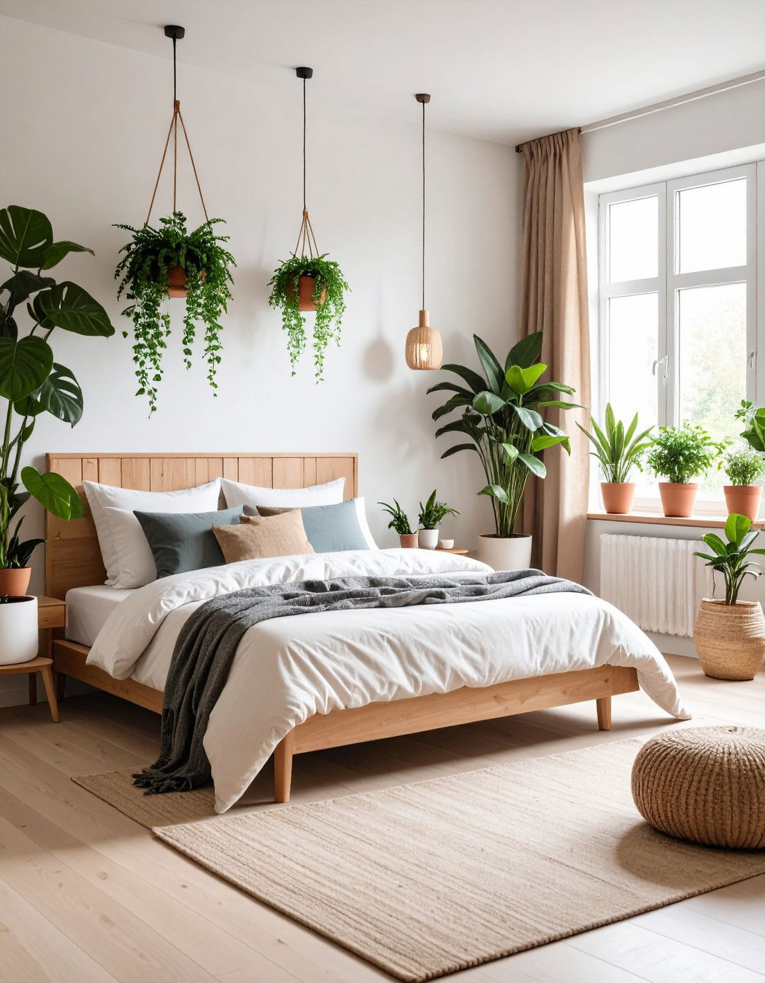 Add Greenery with Houseplants - 20 Scandinavian Bedroom Ideas