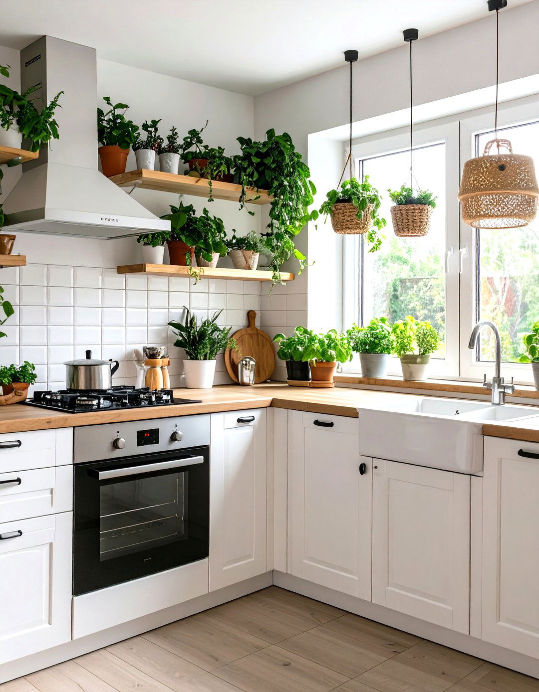 Add Greenery - 20 Small White Kitchen Ideas