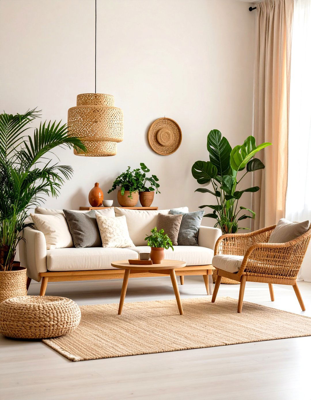 Add Living Greenery to Refresh a Cream Living Room - 20 Cream Living Room Ideas