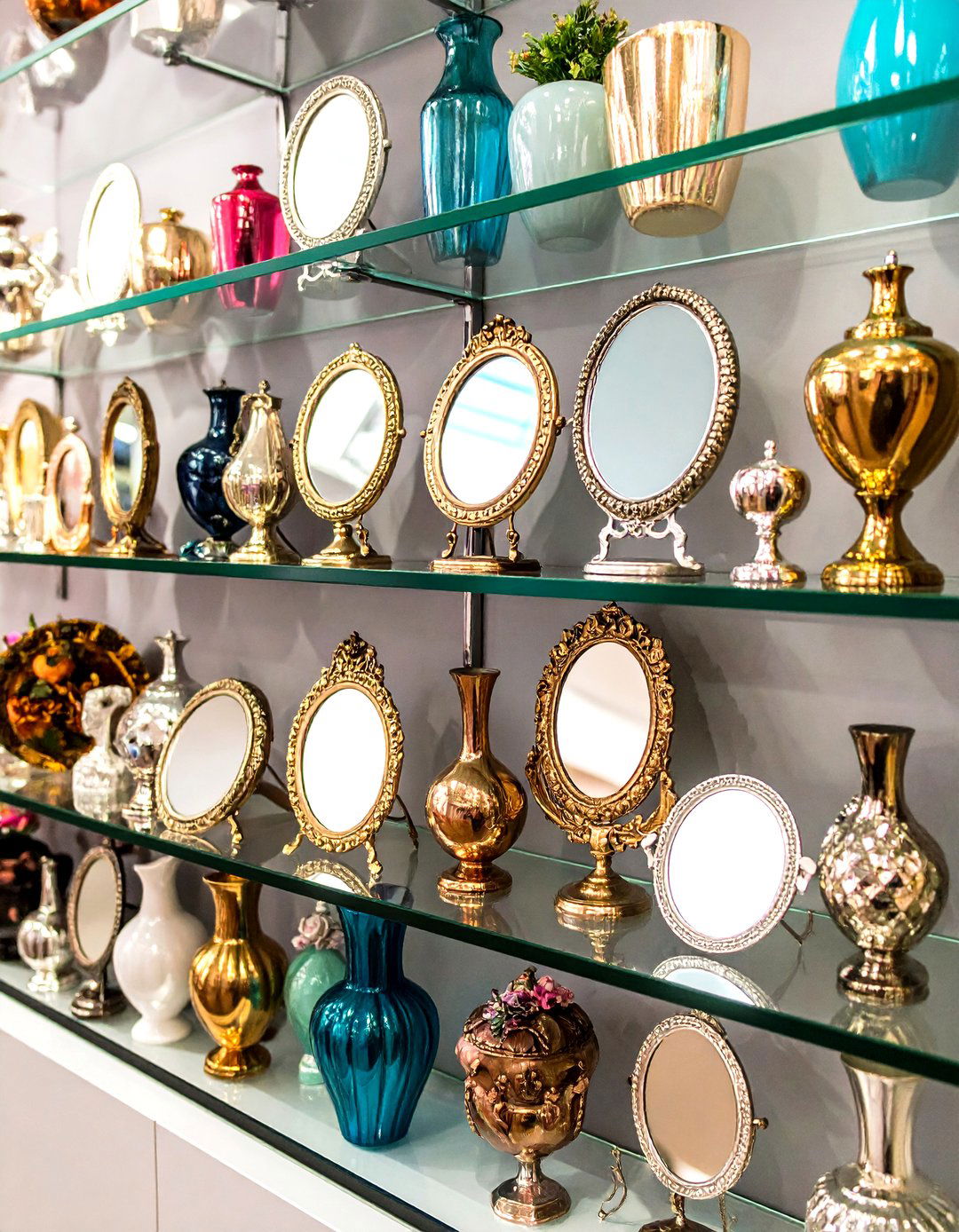 Add Mirrors to Create Depth - 20 Shelf Decor Ideas