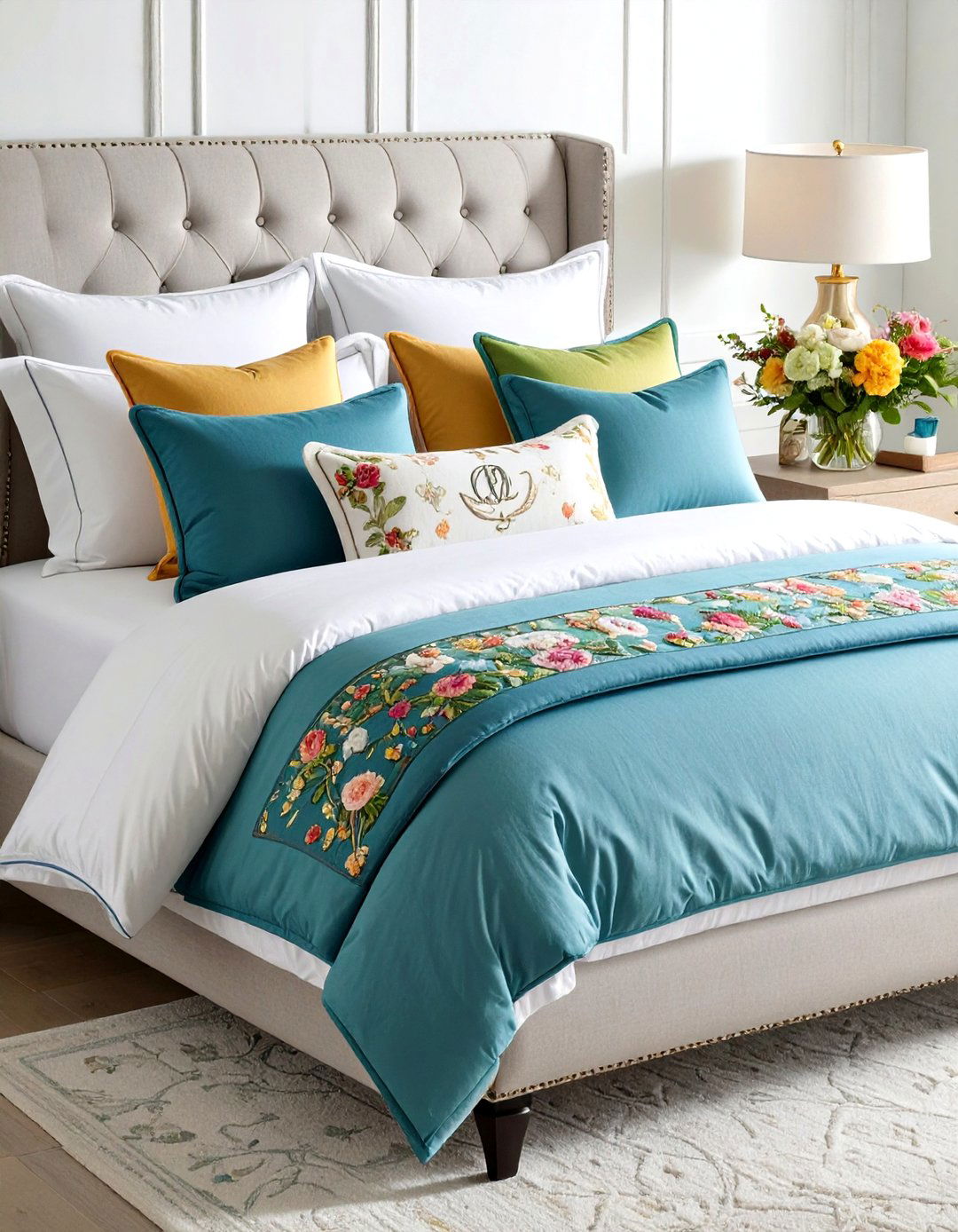 Add Needlepoint Pillow Wit - 20 Grandmillennial Style Bedroom Ideas