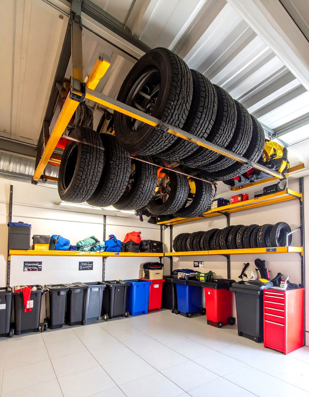 Add Overhead Racks for Bulky Light Duty Storage - 20 Garage Makeover Ideas