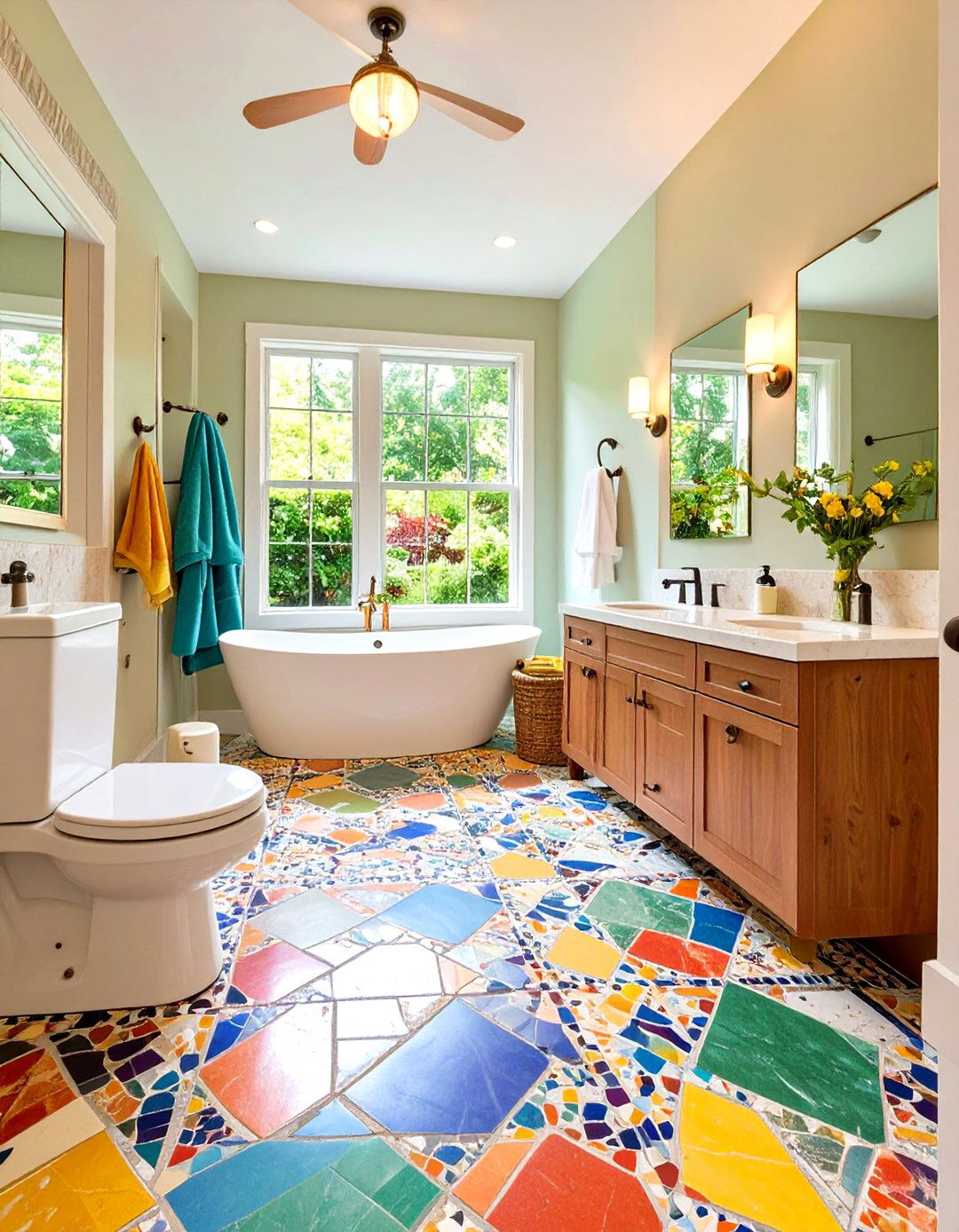 Add Patterned Flooring - 20 Small Powder Room Ideas