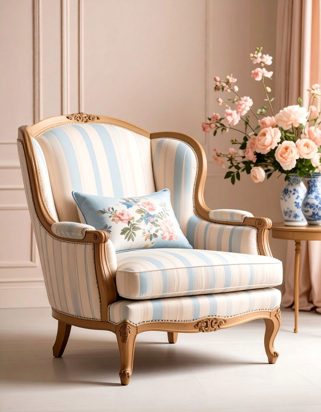 Add Romance with Toile and Floral Upholstery - 20 French Country Living Room Ideas