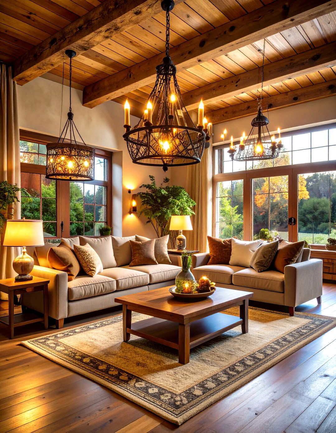 Add Rustic Lighting Fixtures to Enhance Country Living Room Ambiance - 20 Country Living Room Ideas