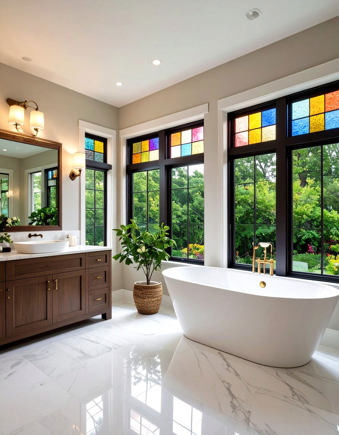 Add Stained Glass Privacy Windows - 20 Gothic Bathroom Ideas