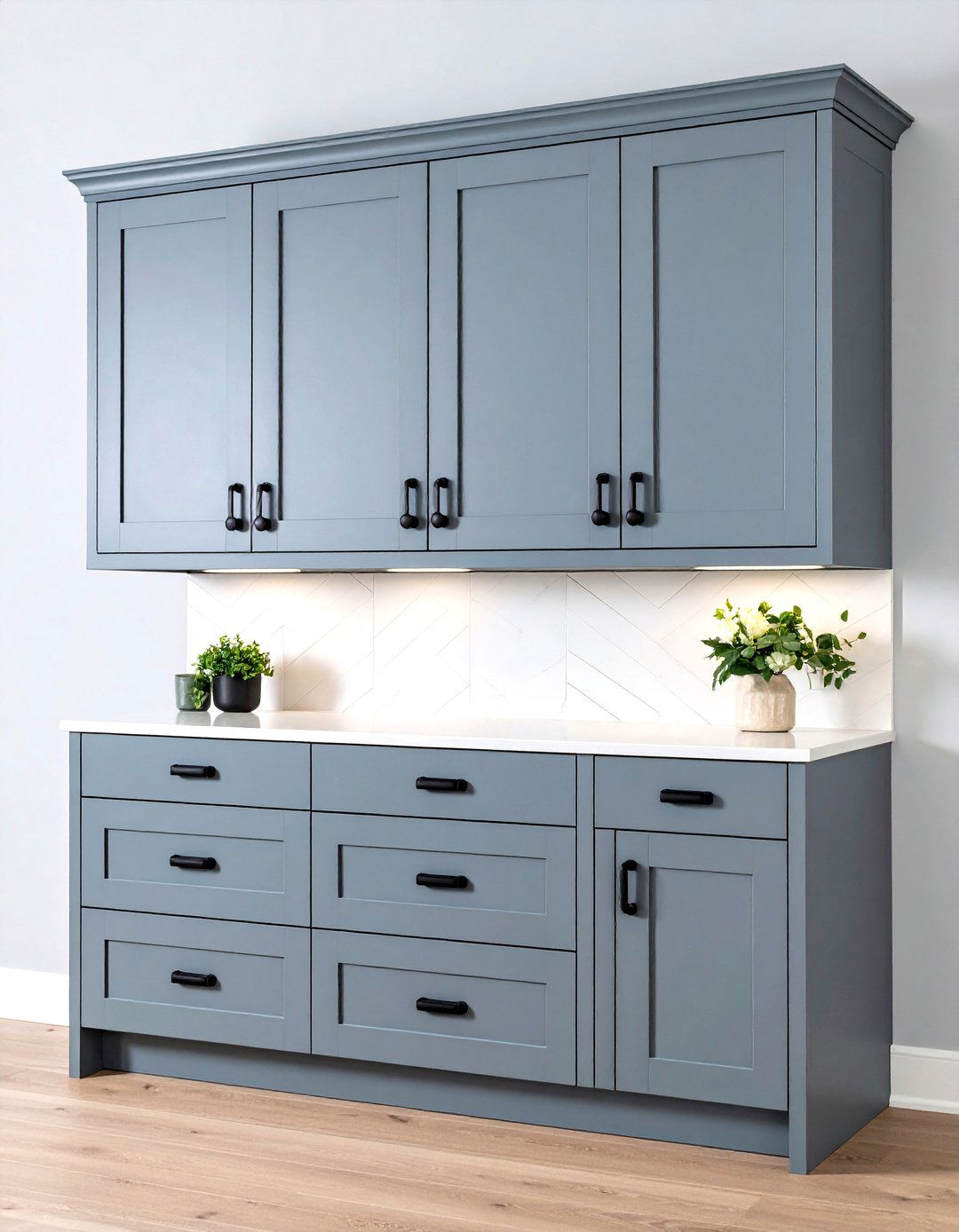 Add Subtle Attitude With Black Hardware on Warm Gray Shakers - 20 Gray and Black Kitchen Ideas