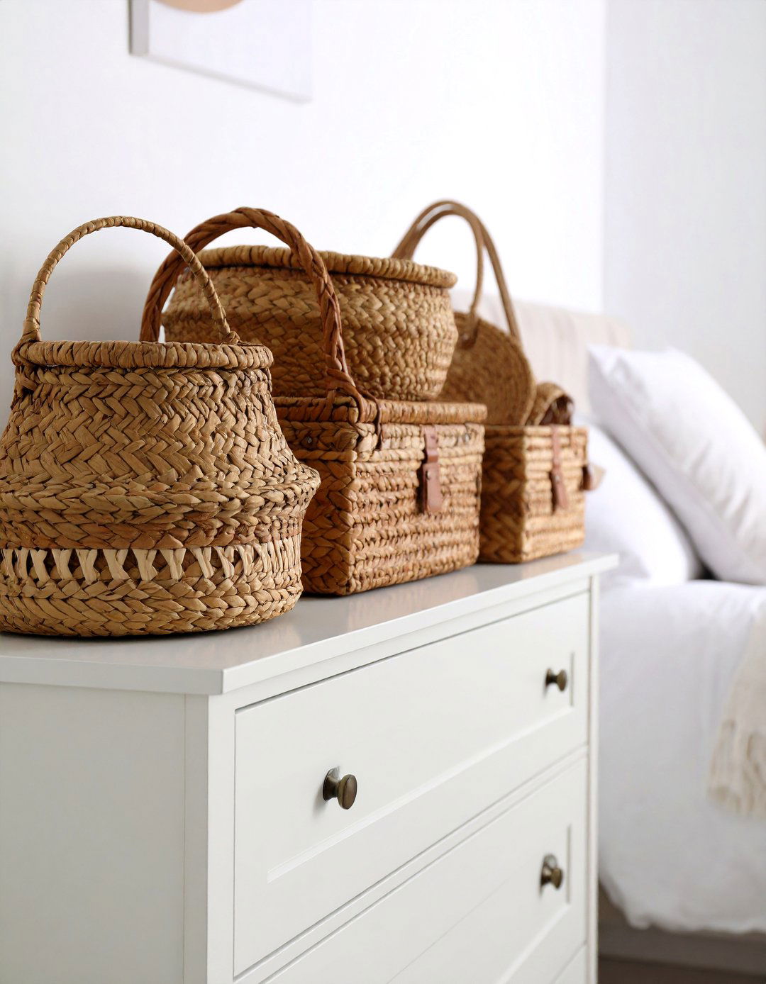 Add Texture With Woven Baskets - 20 Dresser Decor Ideas