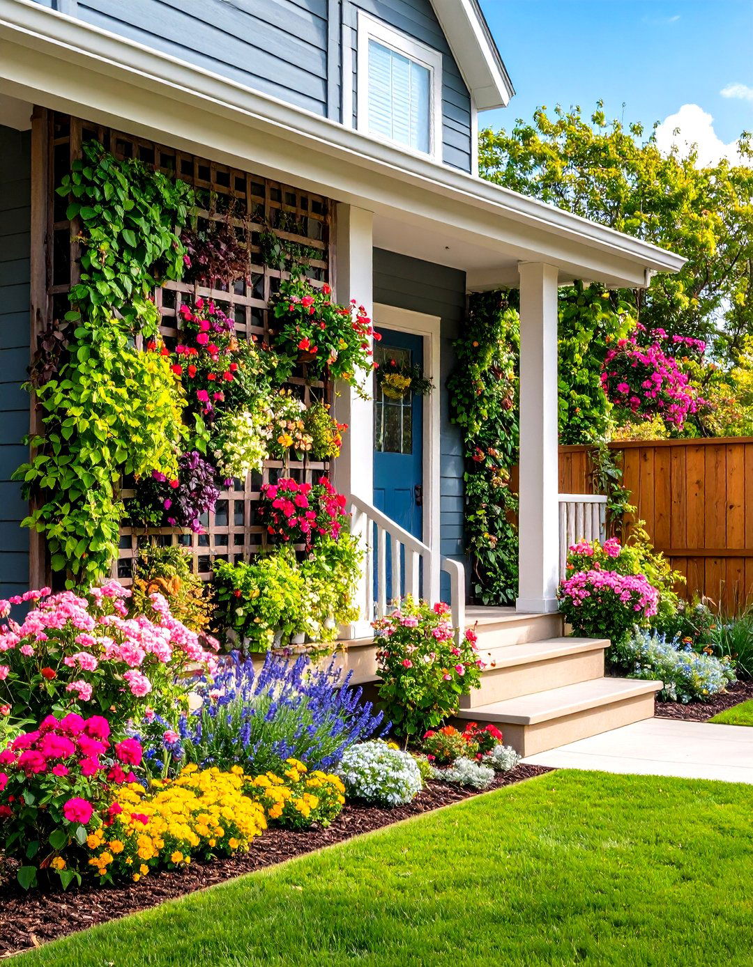 Add Vertical Gardens and Climbing Plants - 20 Small Front Porch Ideas