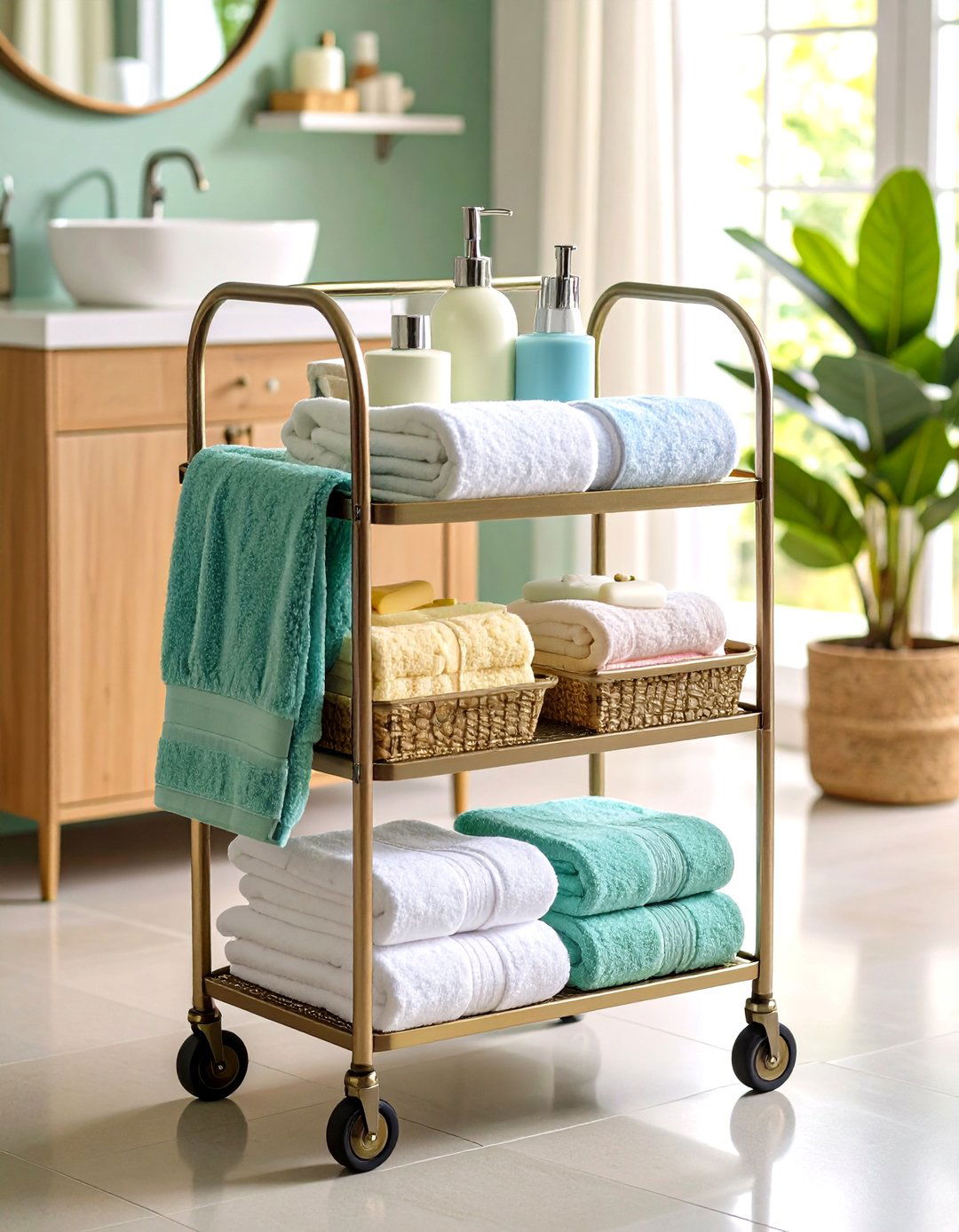 Add a Mini Bar Cart - 20 Small Powder Room Ideas