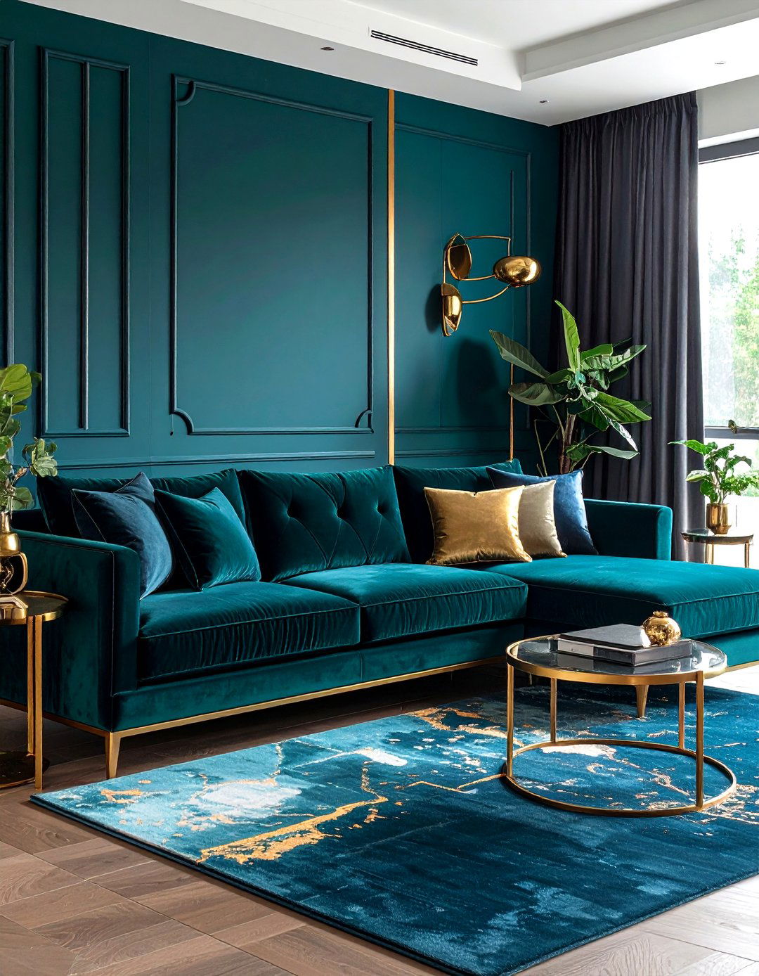 Add a Pop of Color with Velvet Sectionals - 20 Sectional Living Room Ideas