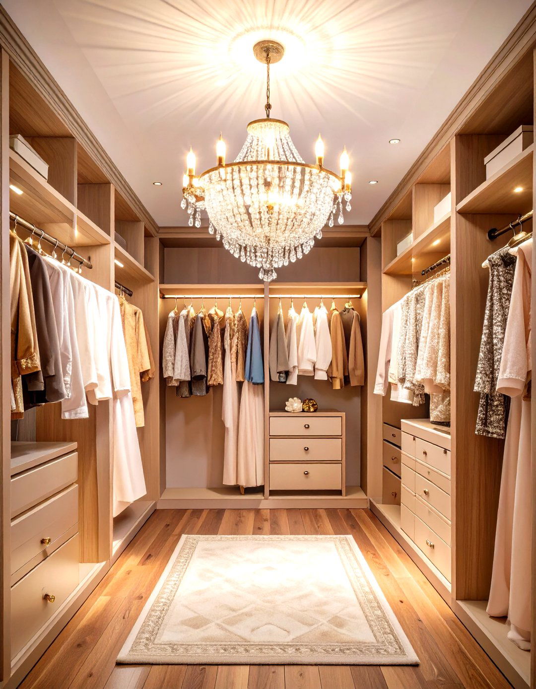 Add a Statement Chandelier - 20 Walk in Closet Ideas