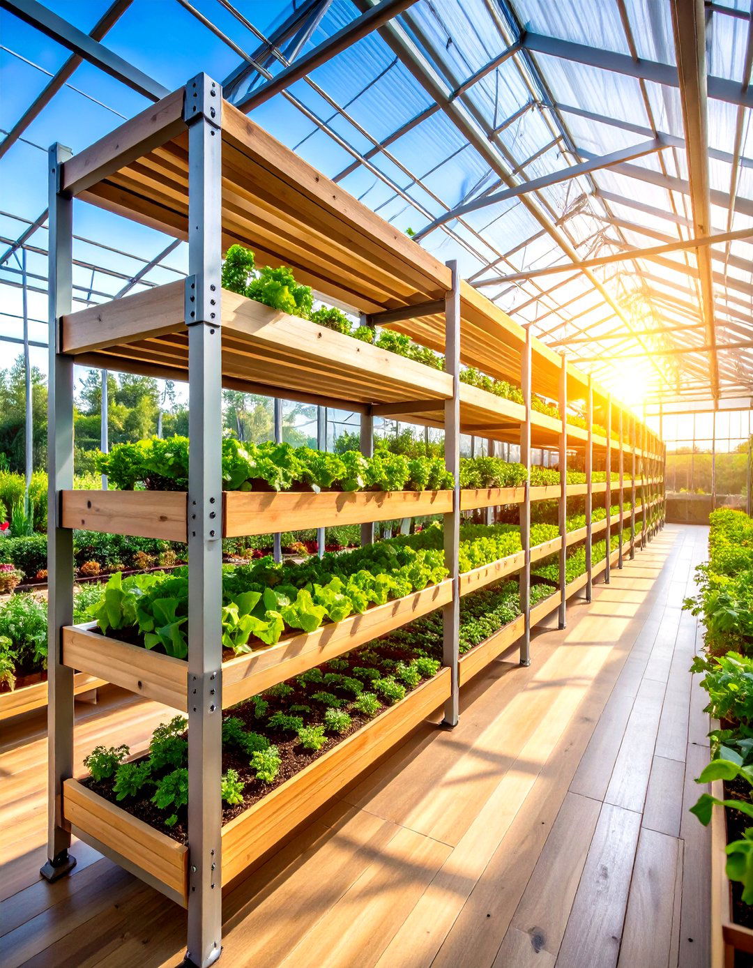 Adjustable Aluminium Slat Greenhouse Shelving for Precision Growing - 20 Greenhouse Shelving Ideas