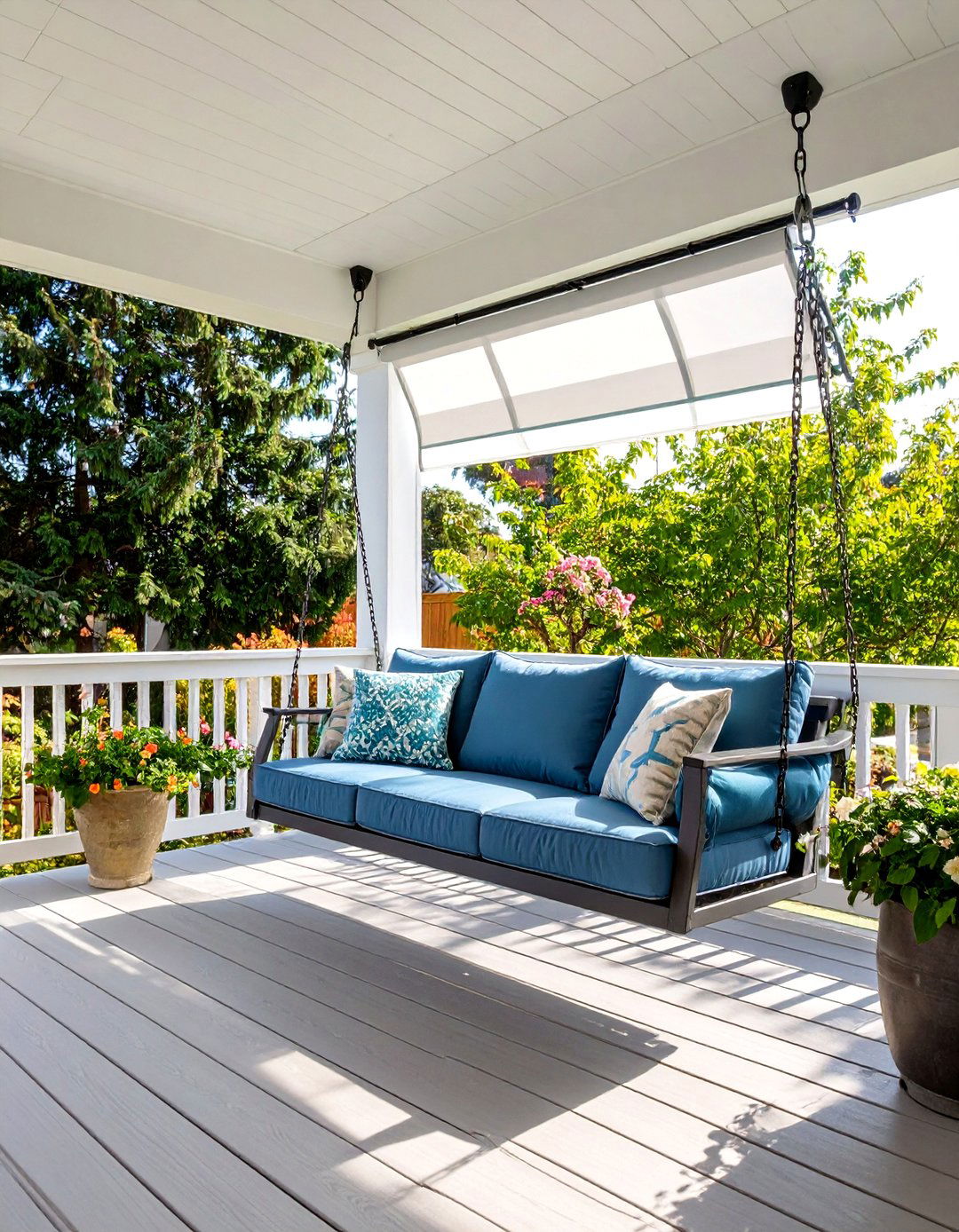 Adjustable Canopy Front Porch Swing - 20 Front Porch Swing Ideas