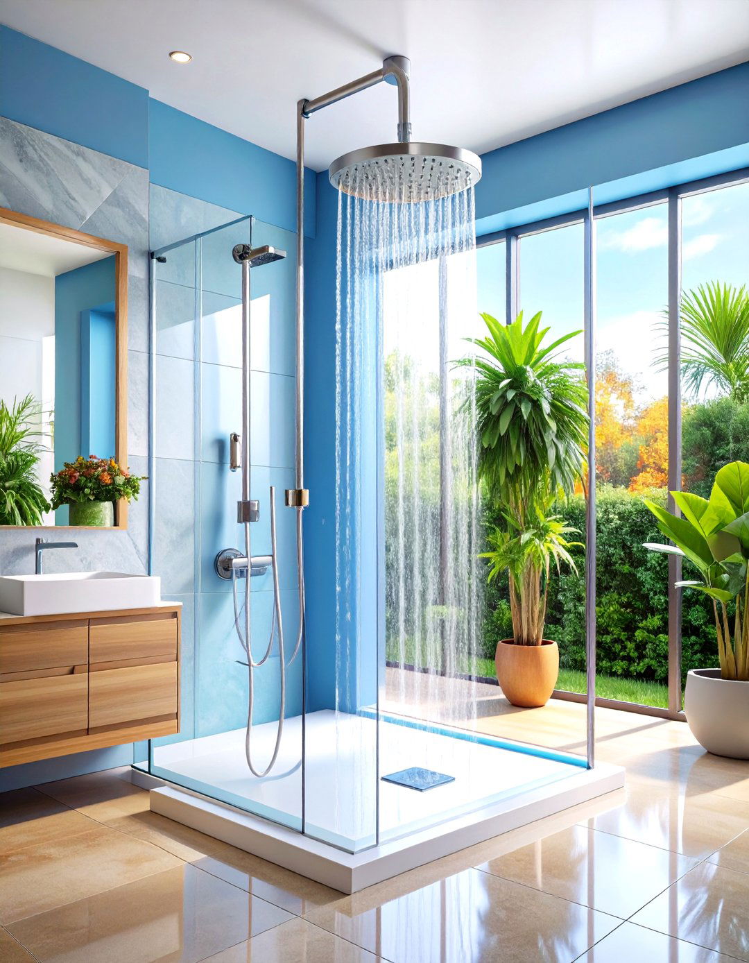 Adjustable Handheld Shower on a True Grab Slide Bar - 20 Handicap Bathroom Ideas