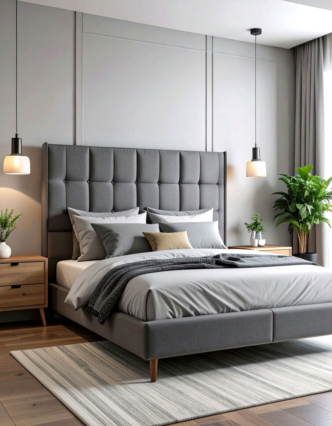 Adjustable Height Grey Headboard - 20 Grey Headboard Bedroom Ideas