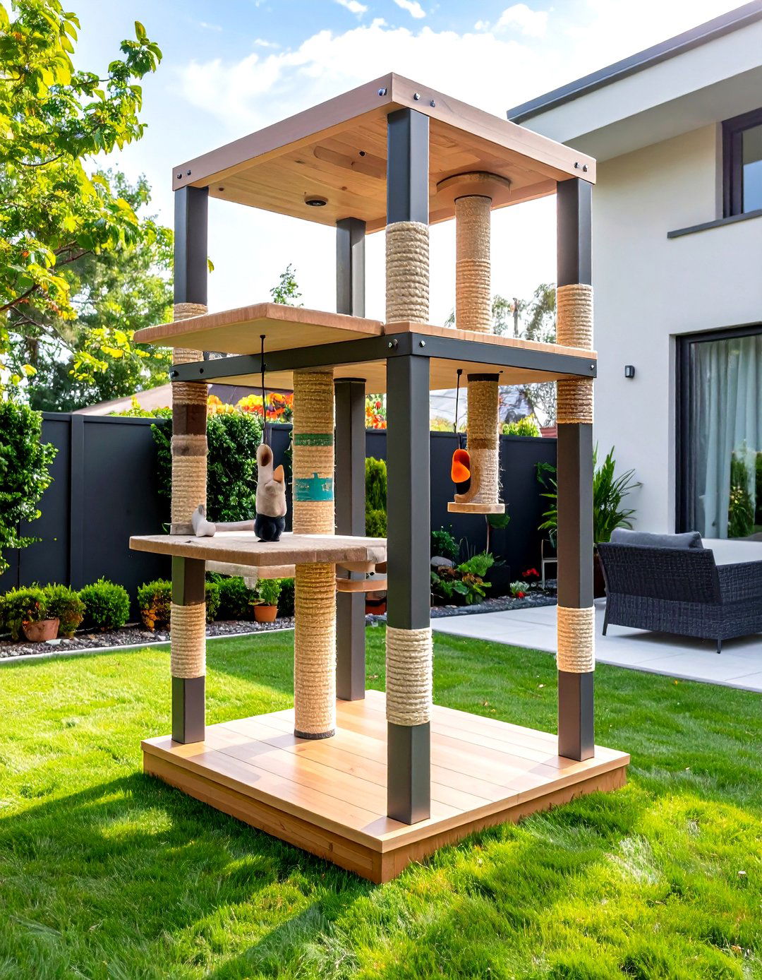 Adjustable Height Outdoor Cat Tree System - 20 Outdoor Cat Tree Ideas