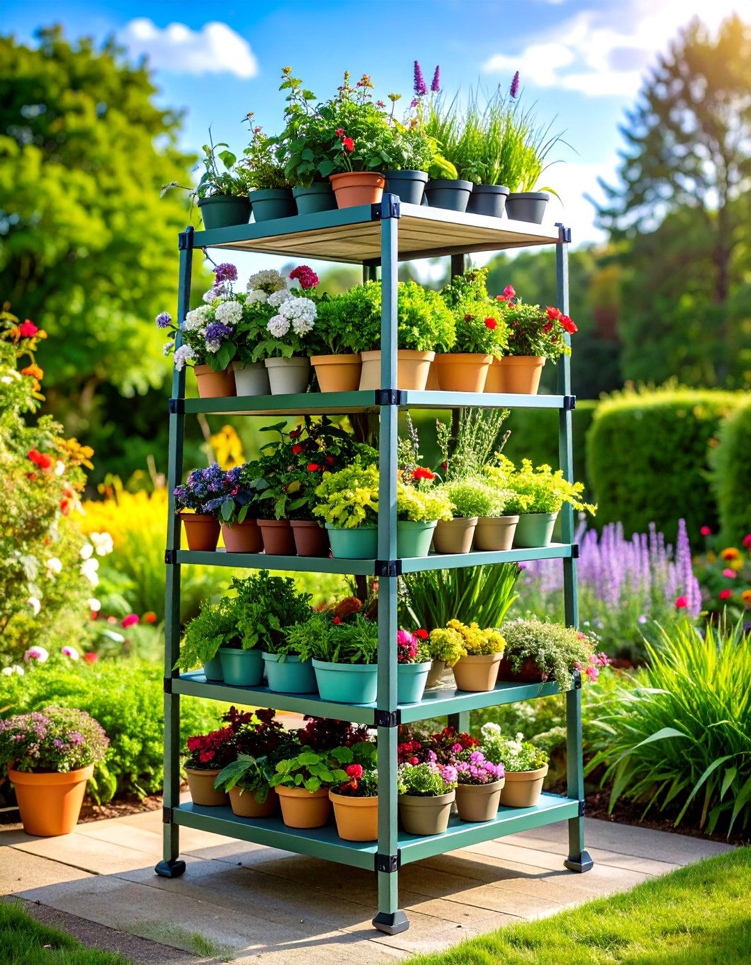 Adjustable Height Outdoor Plant Stand for Growing Plants - 20 Outdoor Plant Stand Ideas