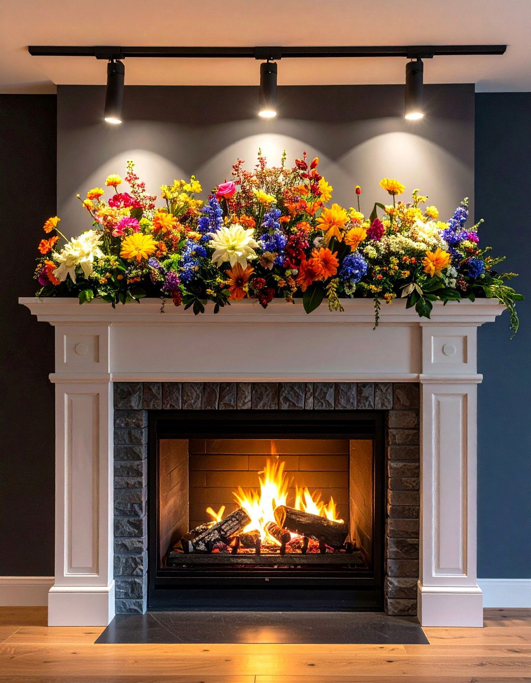 Adjustable Track Lighting Aims Like a Studio Rig - 20 Fireplace Mantel Lighting Ideas