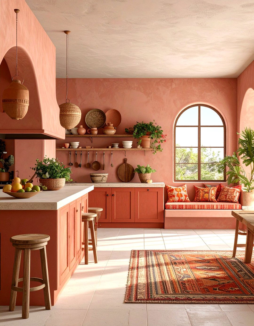 Adobe Style Mexican Kitchen with Textured Walls - 20 Mexican Kitchen Ideas