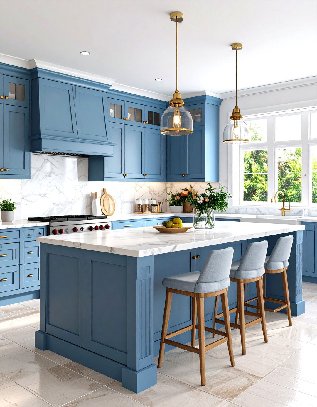 Aegean Blue Mediterranean Kitchen with Coastal Elements - 20 Mediterranean Kitchen Ideas