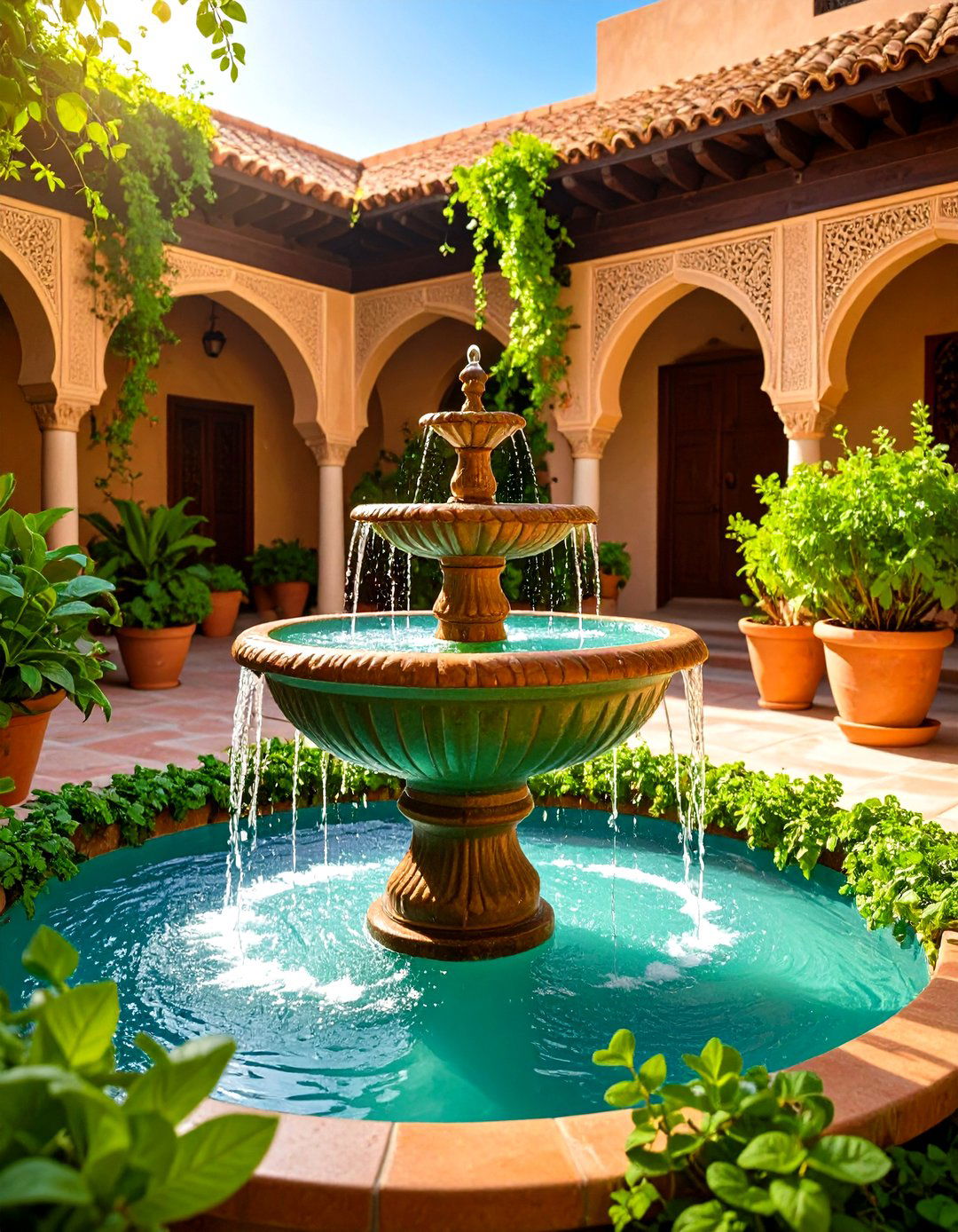 Aegean Inspired Water Feature - 20 Greek Garden Ideas
