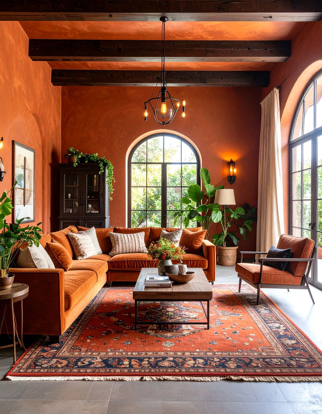 After Dark Deep Clay Terracotta Living Room - 20 terracotta living room ideas