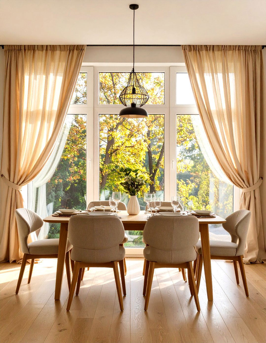 Airy Linen Sheer Dining Room Curtains - 20 Dining Room Curtain Ideas