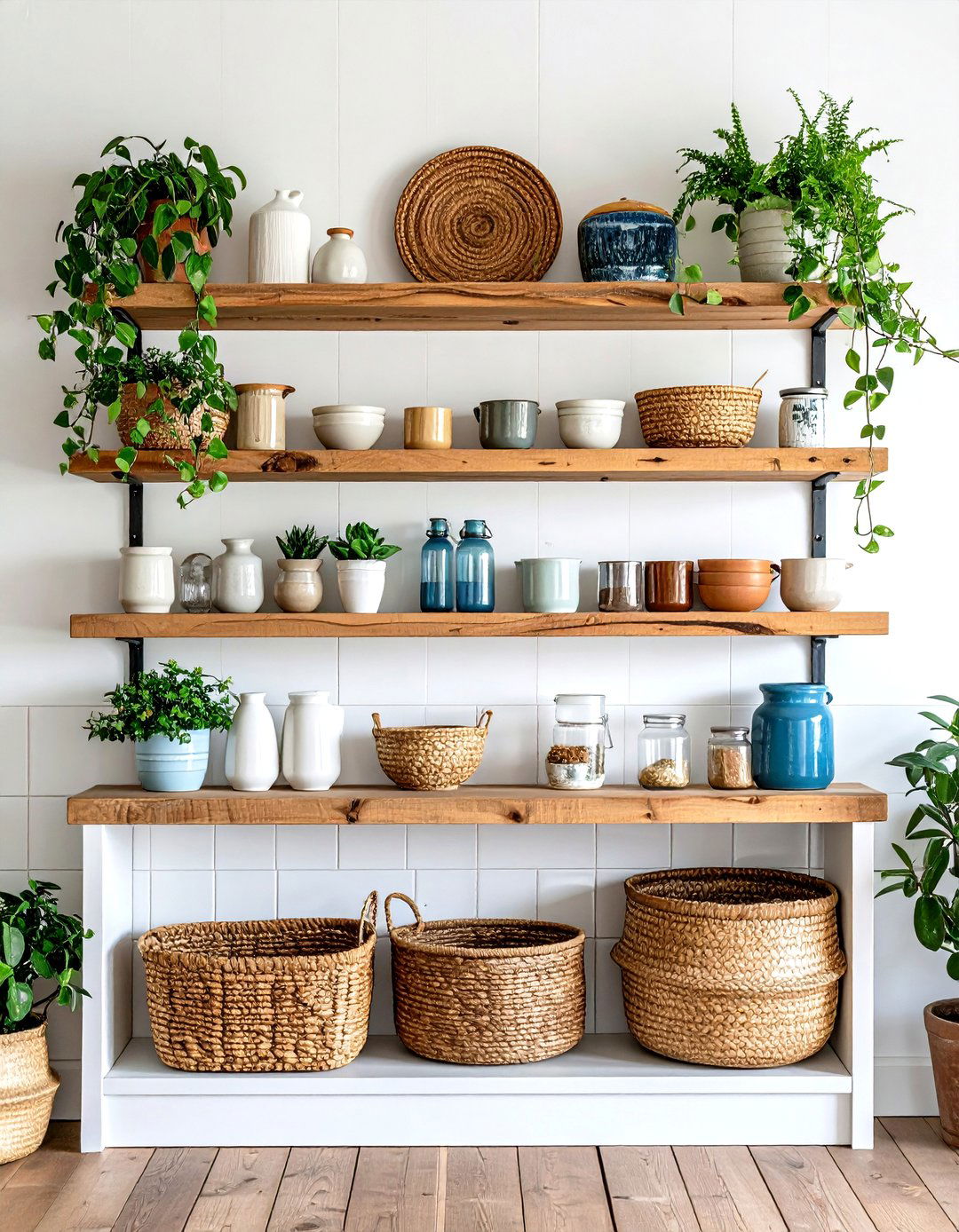 Airy Open Shelving to Showcase Eclectic Collections - 20 Boho Kitchen Ideas